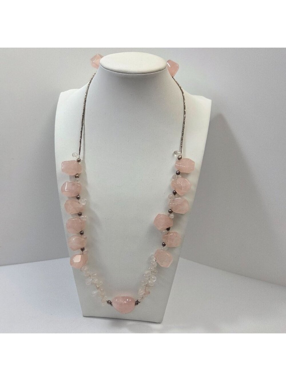 Chunky Rose Quartz & Quartz Briolette Necklace